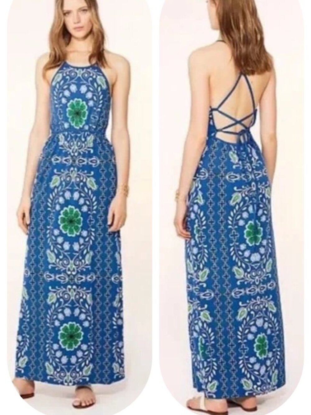 TORY BURCH Medium Selena Maxi Dress, Halter, silk blend, Garden Party floral